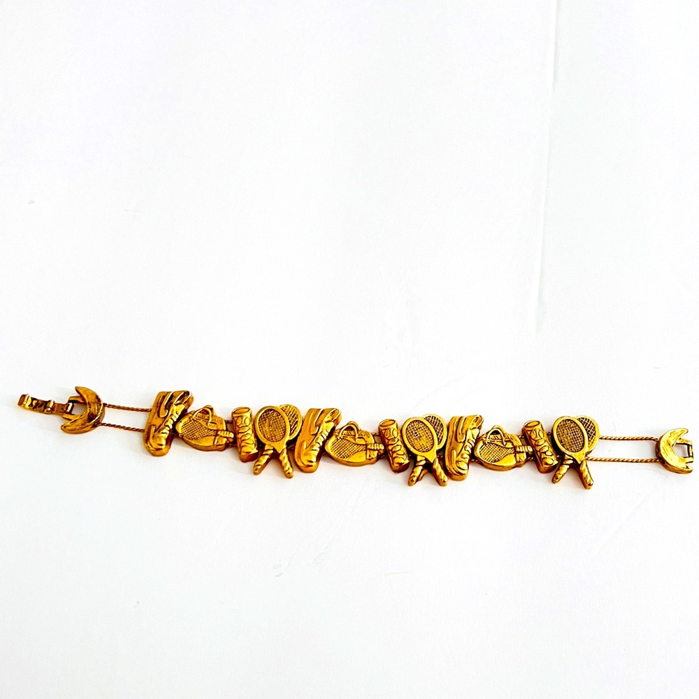 Vintage Tofa Tennis Themed Bracelet Gold